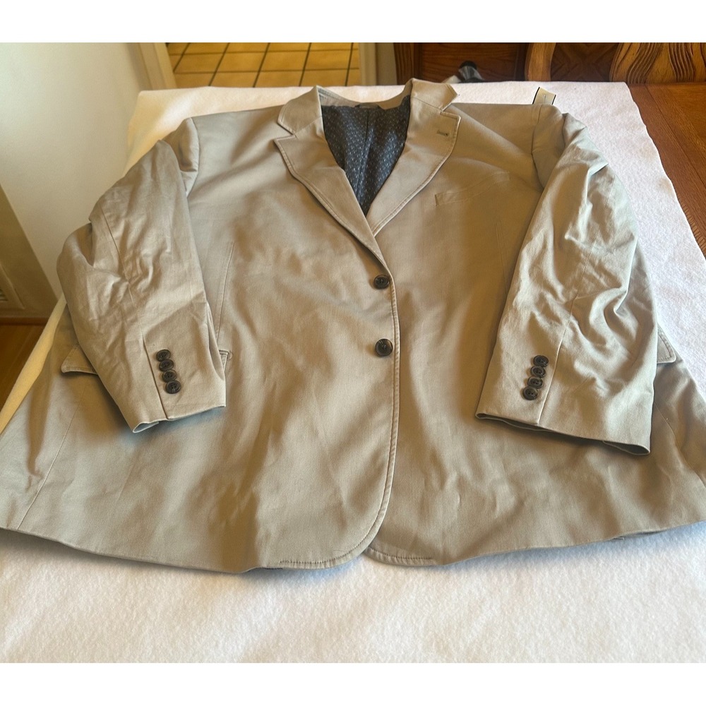Blazer Beige Tan Mens 3XL Two Button Cotton Palm Tree Lining Suit Formal Jacket